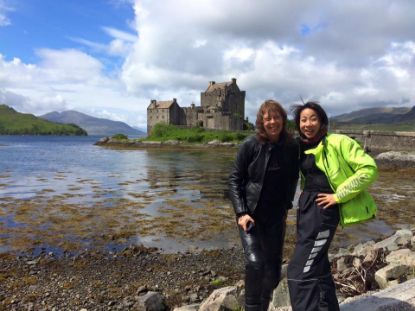 Riders posing at Eilean Donan Castle Eilean Donan Castle